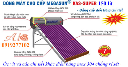 Máy nước nóng năng lượng mặt trời Megasun 150L KAS-SUPER